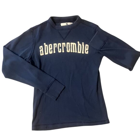 Y2K Abercrombie Spellout Waffle Knit Thermal Basic Long Sleeved Shirt M - Picture 1 of 4